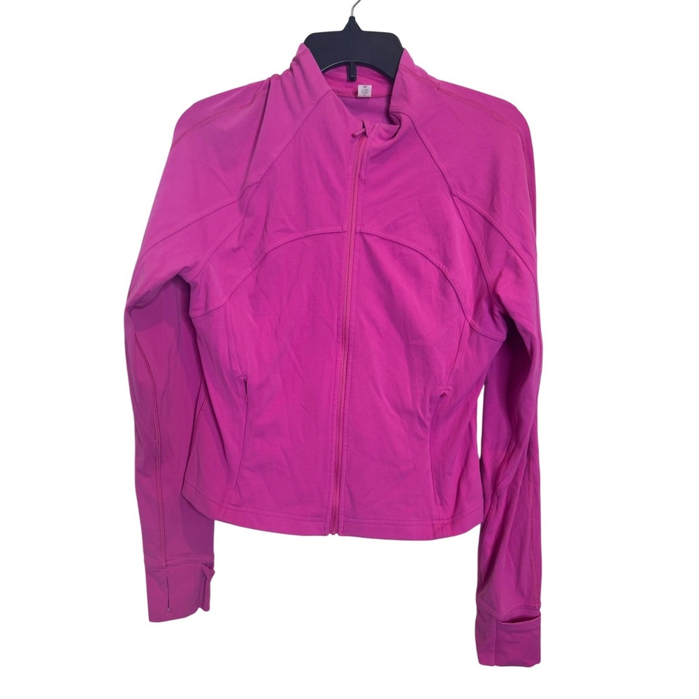 Lululemon Jacket Womens 12 Pink Define Full Zip Athletic Yoga Thumbholes LW3B02S